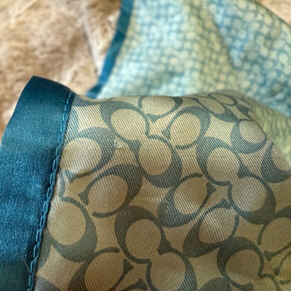 Coach Signature Silk Square Scarf - Light Blue - Picture 5 of 8